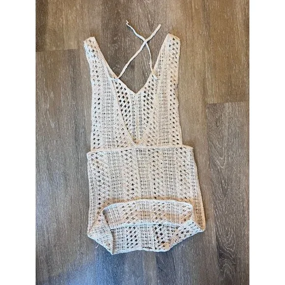 Boho Knitted Romper Overlay – Cream / Ivory – Size Medium - Picture 3 of 3